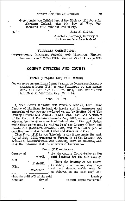 Northern Ireland probate forms